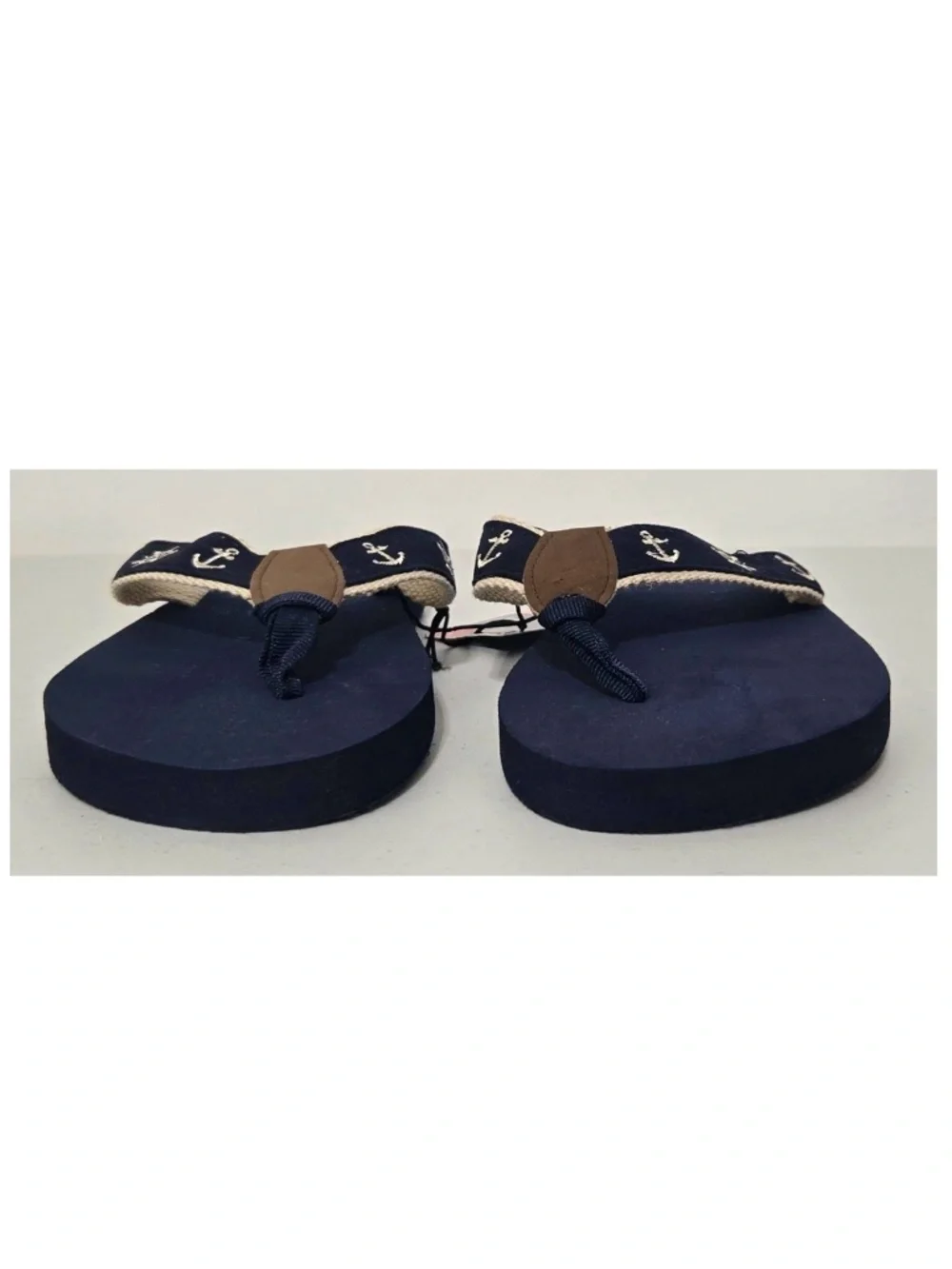 New West Loop Flip Flops Womens Small 5 6 Blue Tan Nautical Sandals Shoes NWT